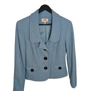 Talbots Aqua Blue Wool-Blend Blazer/Jacket Size 8, Tailored, Classic & Polished